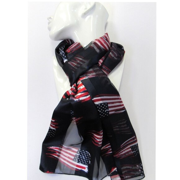 Vintage Design American Flag Patriotic Print Scarf Red White Blue Election - Picture 2 of 4
